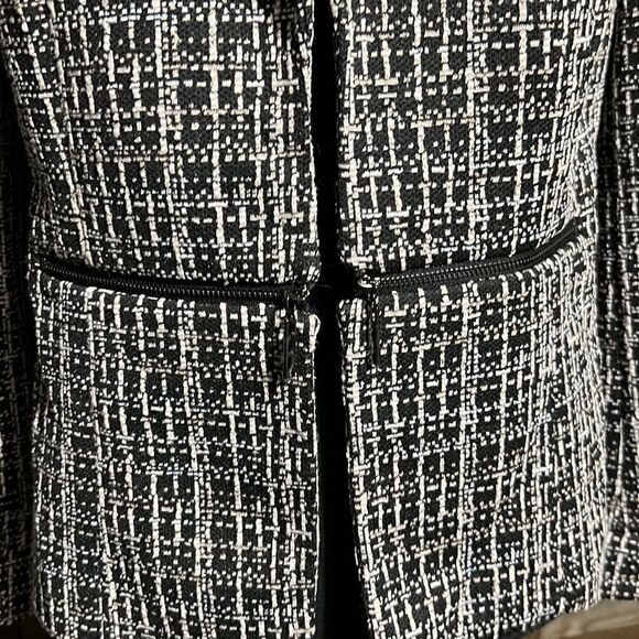 Kasper blazer career knit brown tan geometric polyester 6 FIRM on PRICE - Picture 7 of 9